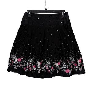 Juniors Speak2me embroidered skirt, black, size 5